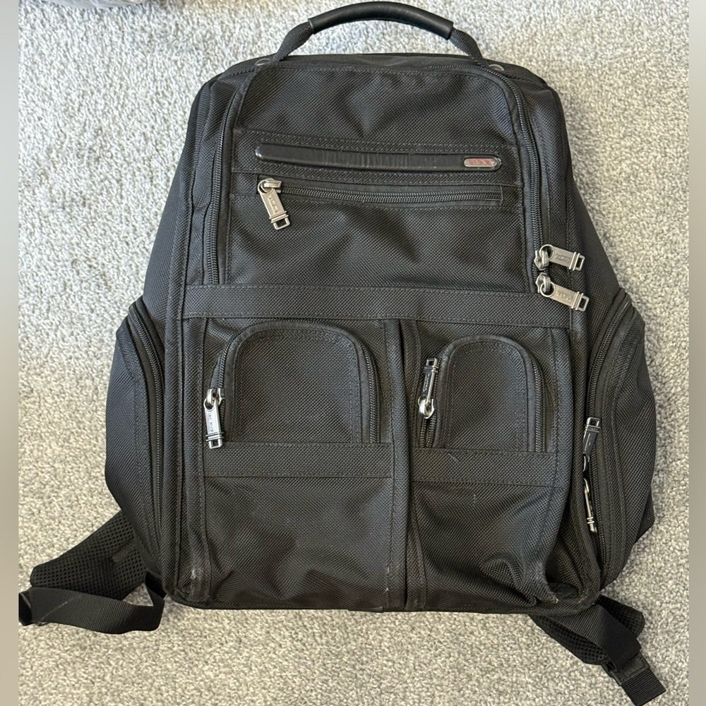 Woman’s Tumi Black Small Fabric Laptop Backpack/ diaper bag